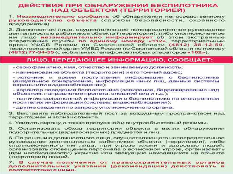 «Действия при обнаружении беспилотника над объектом"».